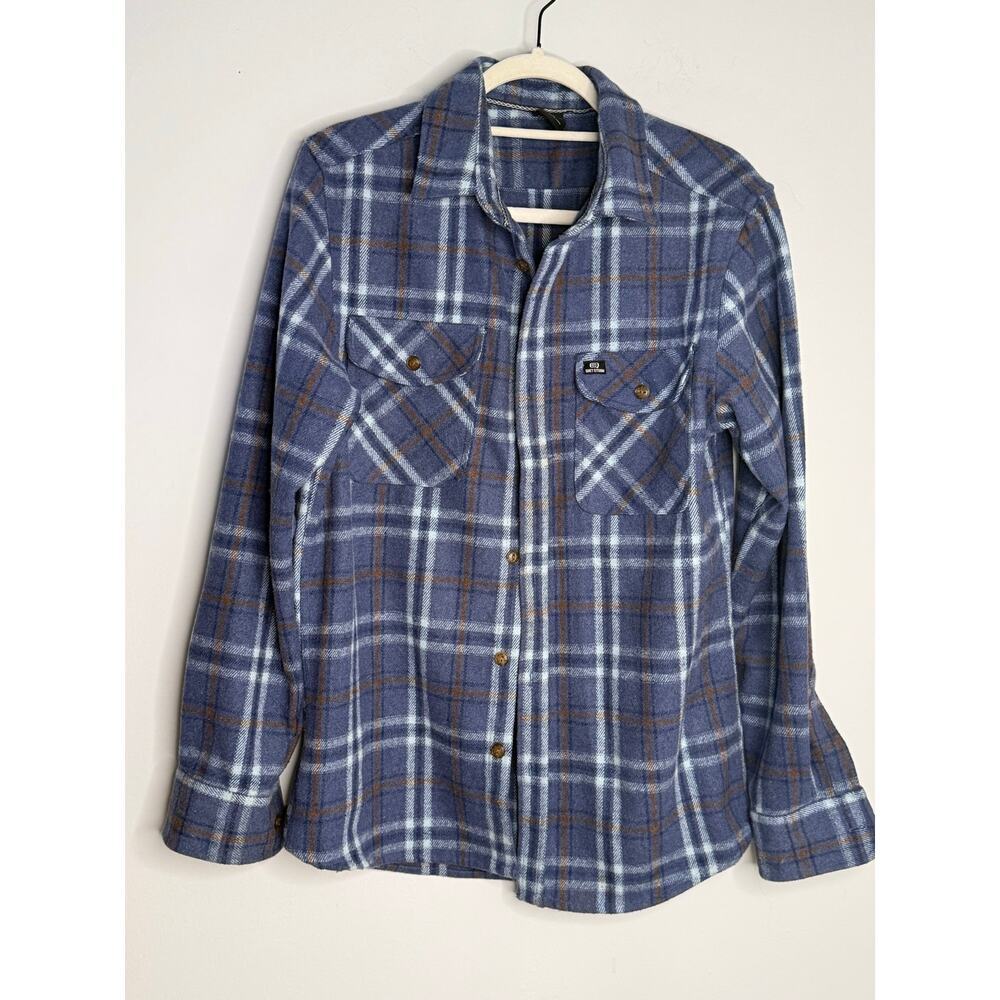 Quiet Storm Surf Shop Mens Blue Plaid Flannel Shirt Jacket M Lumberjack Gorpcore